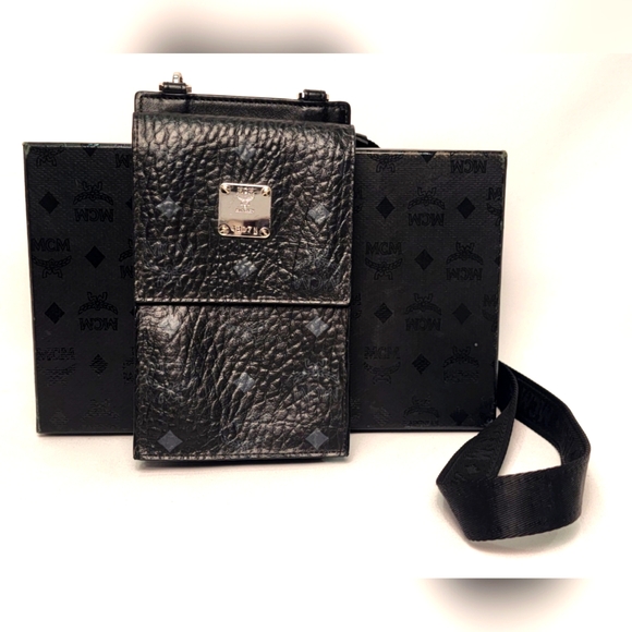 MCM Visetos Geo Phone Case Crossbody Black - Picture 1 of 12
